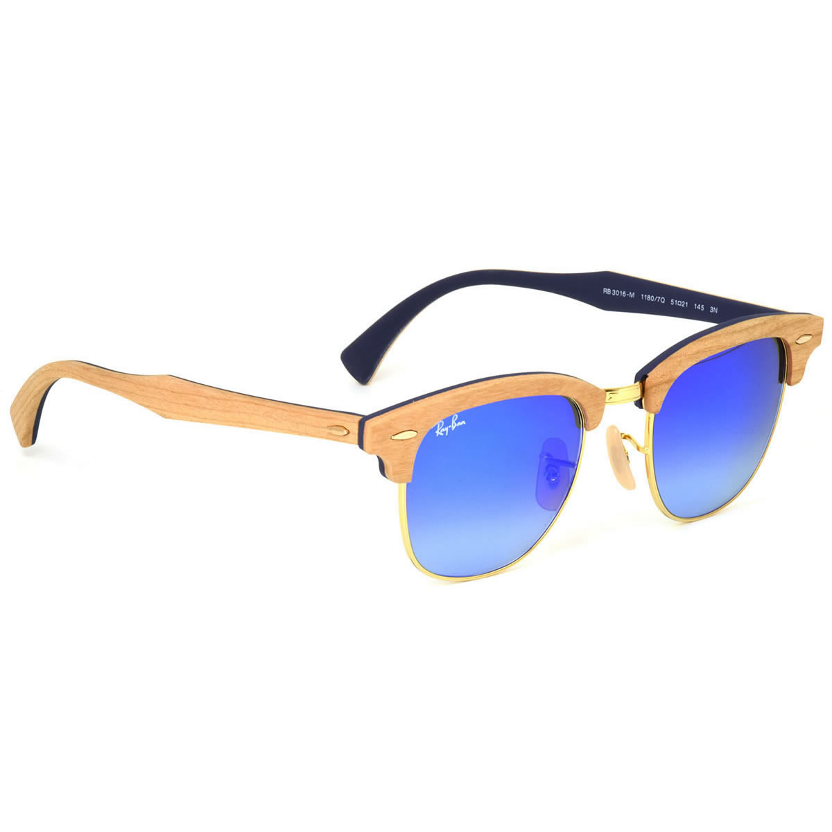 レイバン アイコン サングラス ミラー クラブマスター ウッド Icons Ray Ban Rb3016m q 51サイズ q レイバン Rayban Clubmaster Wood Flash Lenses Gradient 1180 7q サーモント ブロー 木製 ミラー ブルーレンズ Icons アイコン メンズ レディース メガネ