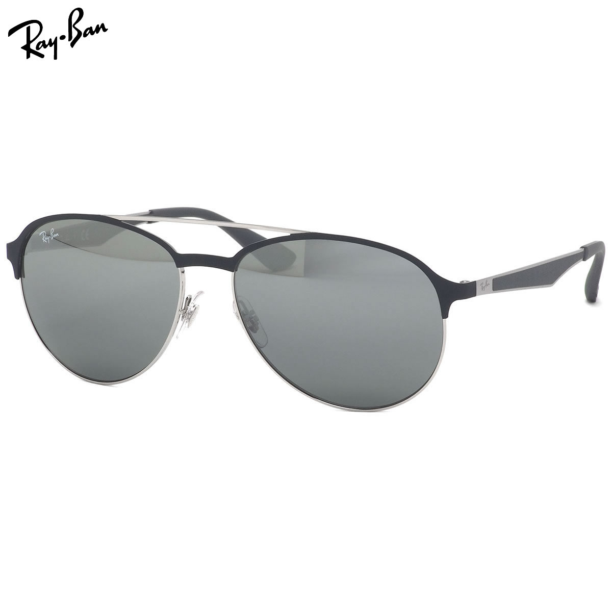 レイバン サングラス Ray-Ban RB3606 912688 59サイズ ツーブリッジ ダブルブリッジ パイロット アビエーター シルバー マットッグレー ミラーレンズ グラデーション グレー かっこいい クール おしゃれ 度数付き対応 メンズ レディース