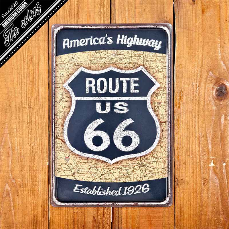 U.S. ROUTE 66 アメリカンテーブル　ガレージに　カリフォルニア Amazon.co.jp: アメリカン雑貨 サインプレート ブリキ看板