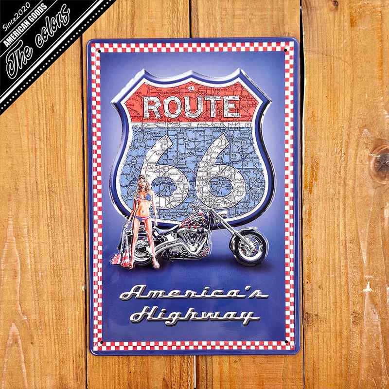 写真中央 ROUTE66 インテリアプレート Amazon.co.jp: アメリカン プラスチック サインボード プレート