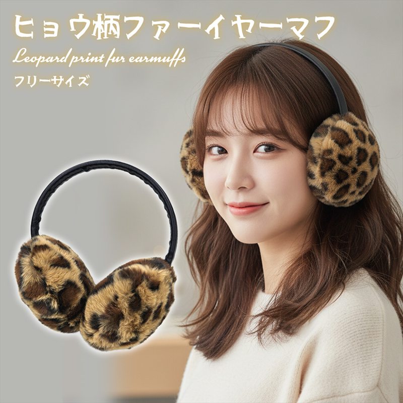 楽天市場】ヒョウ柄 イヤーマフ ひょう柄 耳当て フェイクファー