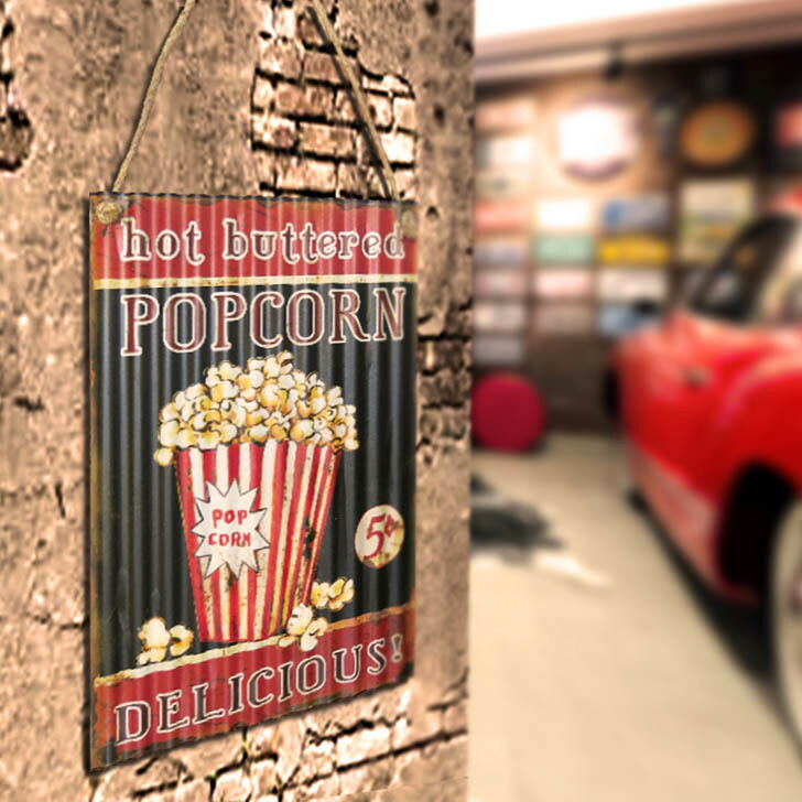 楽天市場】ポップコーン ブリキ看板 （クリスプ＆デリシャス