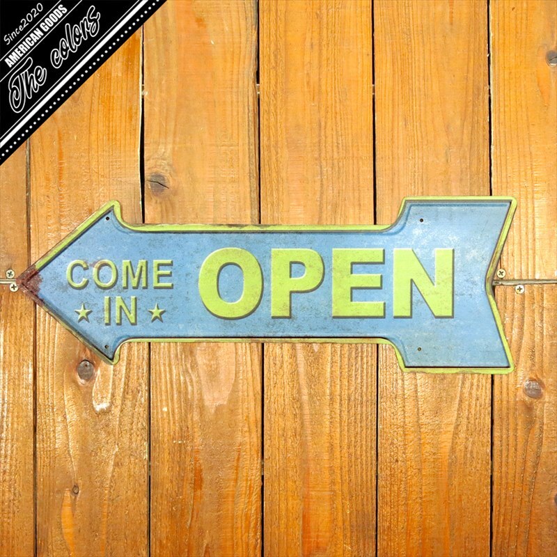 楽天市場】OPEN アメリカン雑貨 サインプレート ブリキ看板 矢印 OPEN