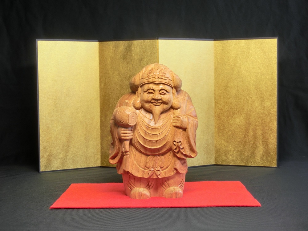 楽天市場】天然 欅木彫り （ケヤキ） 大黒天像 (高さ約20cm)＜仏像 
