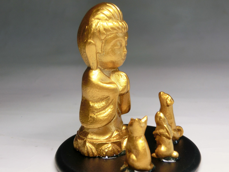 ペット地蔵 あけぼの ７．５ｃｍ 金色 合金製 ［ペット供養仏］仏像