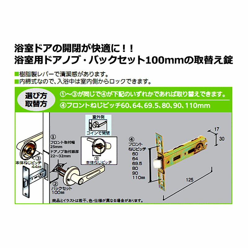 楽天市場 Alpha 浴室 レバーハンドル R 48 Bs100mm アルファ 対応錠前 Miwa 100bm Goal Gf など R48 The Kagi堂