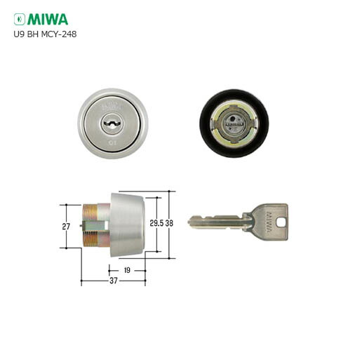 楽天市場】MIWA U9 LA(DA).CY 扉厚29-32mm ST シルバー色 キー3本付 LA