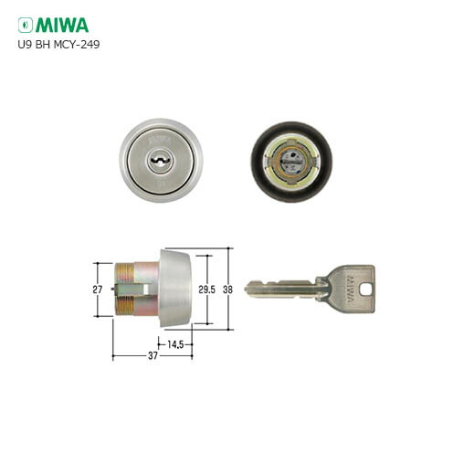 楽天市場】MIWA U9 LA(DA).CY 扉厚50-57mm ST シルバー色 キー3本付 LA