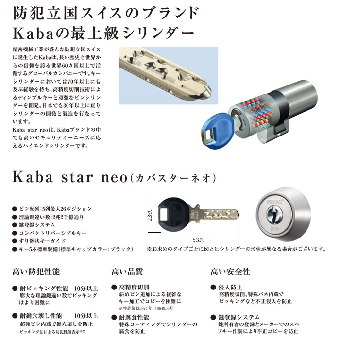 楽天市場 Kaba カバスターネオ Miwa Lix用 シリンダー キー5本付 Kaba Star Neo 6150 美和ロック Lix Te0 送料無料 The Kagi堂