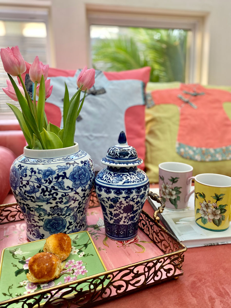 飾り壺 シノワズリ ミニ ジンジャージャー Blue & White 青花唐草模様