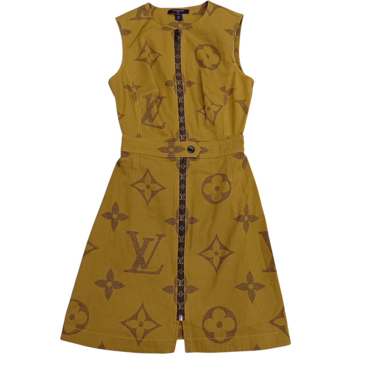 【セール中】【送料無料】Louis Vuitton ルイヴィトン ジャイアントモノグラム ノースリーブ ワンピース FGRO37NYC RW191B 36サイズ 19SS ブラウン コットン レディース【中古】｜ブランドコミュニケーションズ 92,400円