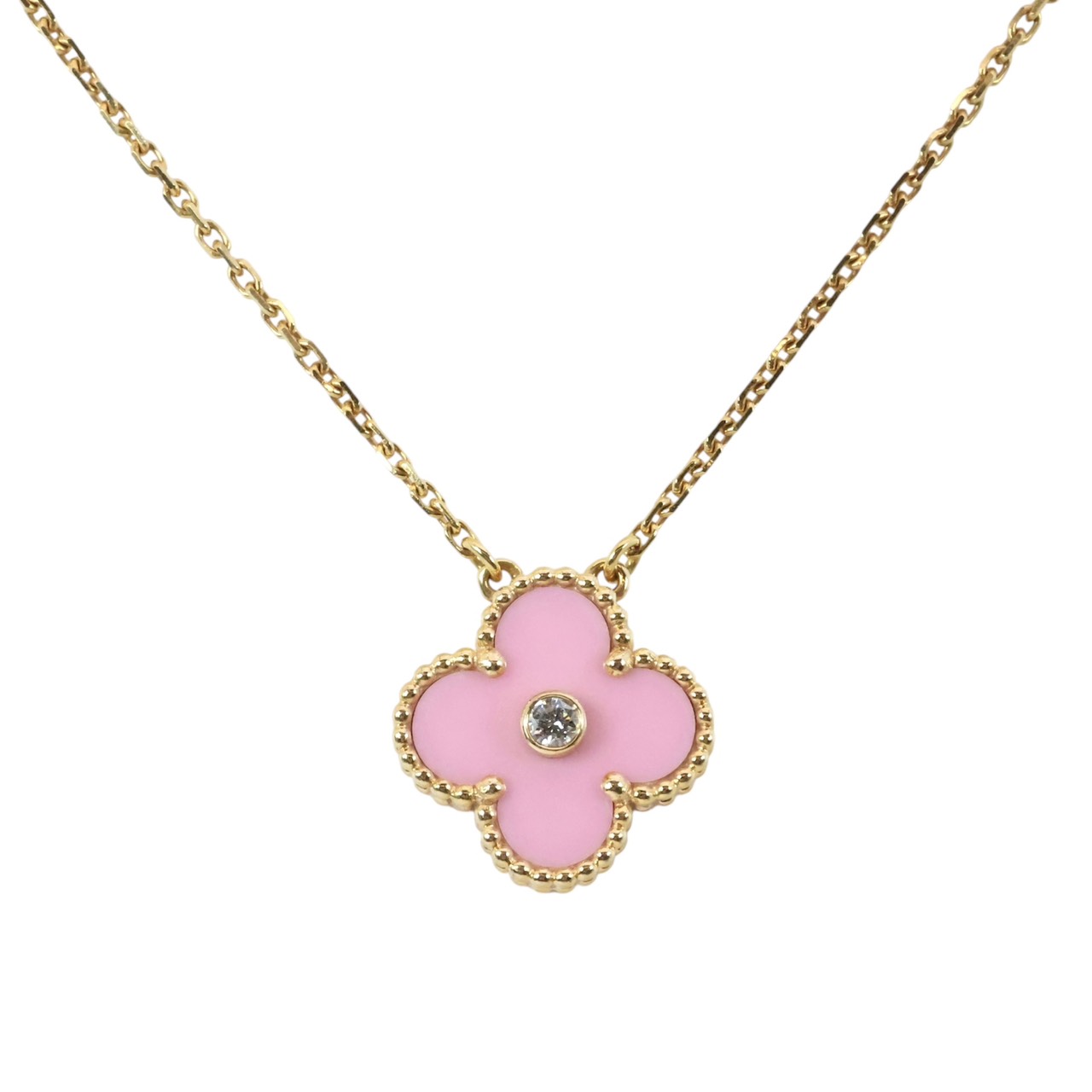 【送料無料】 ヴァンクリーフアーペル Van Cleef & Arpels ネックレス ヴィンテージ アルハンブラ ピンク セーブル 2015年ホリデー限定 1PD 1Pダイヤ ネックレス レディース ジュエリー アクセサリー 小物 【中古】|ブランドコミュニケーションズ