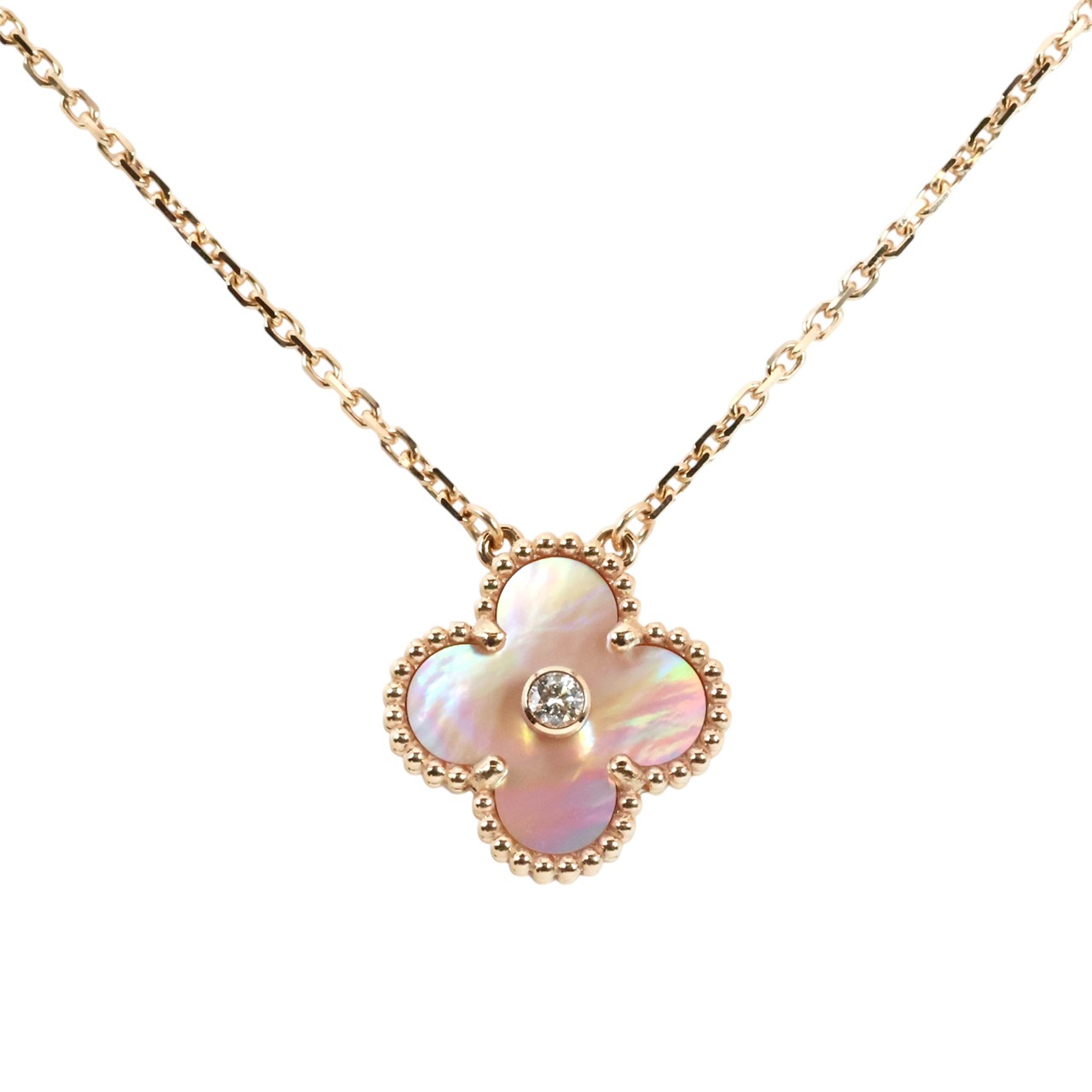 【送料無料】 ヴァンクリーフ&アーペル　Van Cleef&Arpels　ヴィンテージアルハンブラ　ネックレス　ピンクシェル　VCARPM0P00　ピンクゴールド PG　ダイヤ　レディース　ネックレス　K18　Au750　1PDダイヤ　2025年ホリデー　【中古】｜ブランドコミュニケーションズ