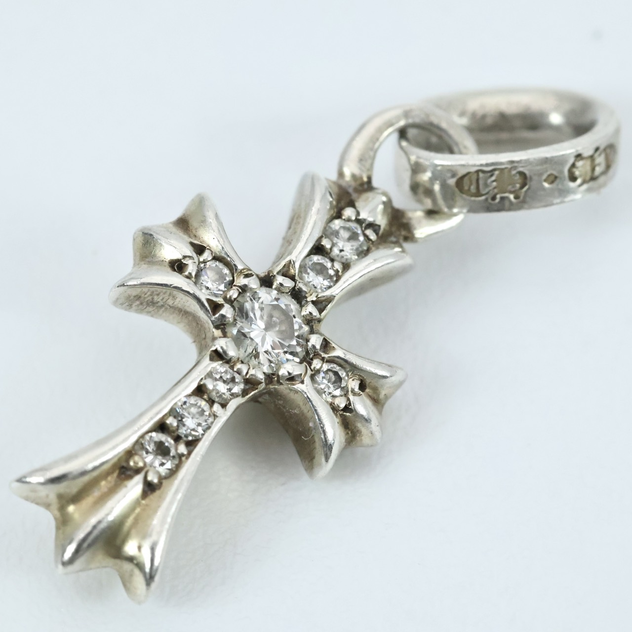 【貨物輸送無料】 CHROME HEARTS クロムハーツ もの言う花 ファット パヴェ PAVE 金剛石 首飾り とっ始め しろがね色925 SV925 8P金剛石 はりつけ台 ユニ一発やる メンズ レディース 男女兼用