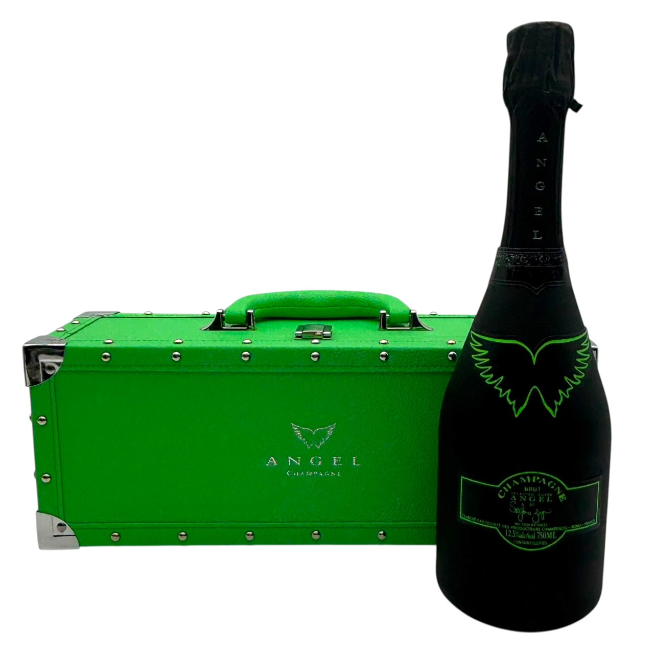 ★全国発送★【送料無料】ANGEL エンジェル ヘイロー グリーン シャンパン 750ml 緑 ブリュット シャンパーニュ フランス 専用箱 ライト 光る ルミナスボトル お酒 キャバクラ 飲み屋 バー 居酒屋 ホスト【中古】 40,800円