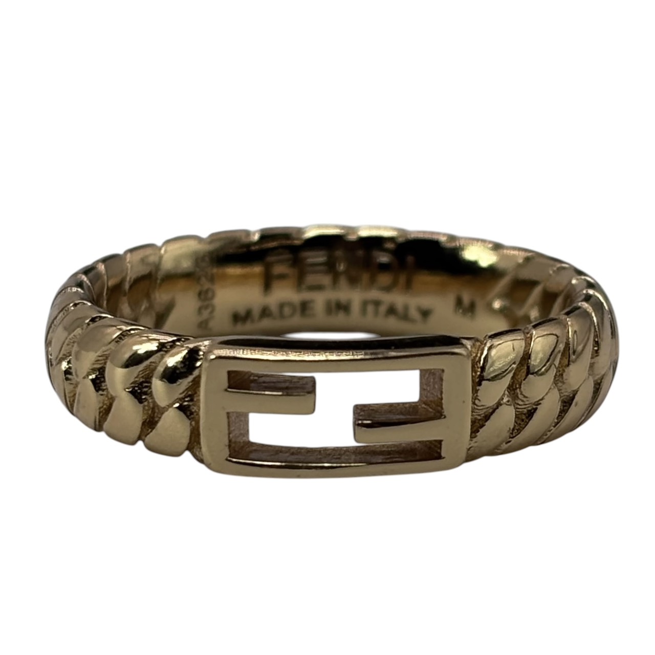 【送料無料】FENDI フェンディ FFリング バケットリング アクセサリー 指輪 ゴールド GP メンズ レディース【中古】