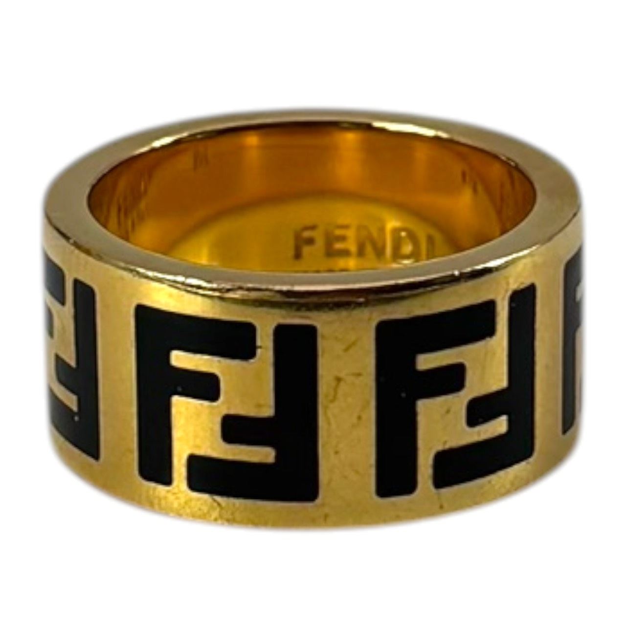 【貨物輸送無料】FENDI フェンディ FF輪っか 14号  8AG945 ゴールド GP 添え物 輪っか 指環 メンズ レディース 【中古】