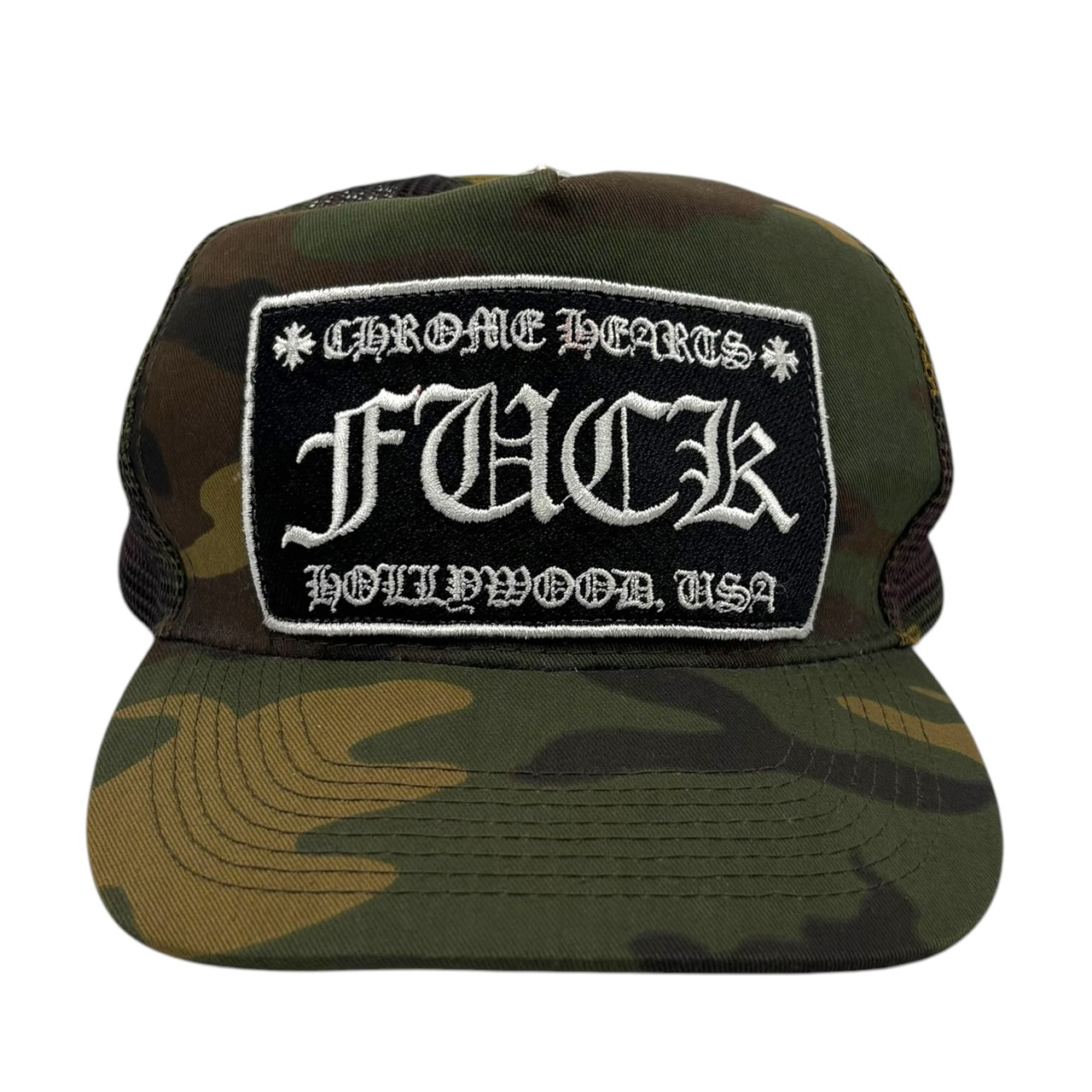 【貨物輸送無料】Chrome Hearts クロムハーツ トラッカーキャップ FUCK 擬装 メッシュ 緑であること メンズ レディース【中古】