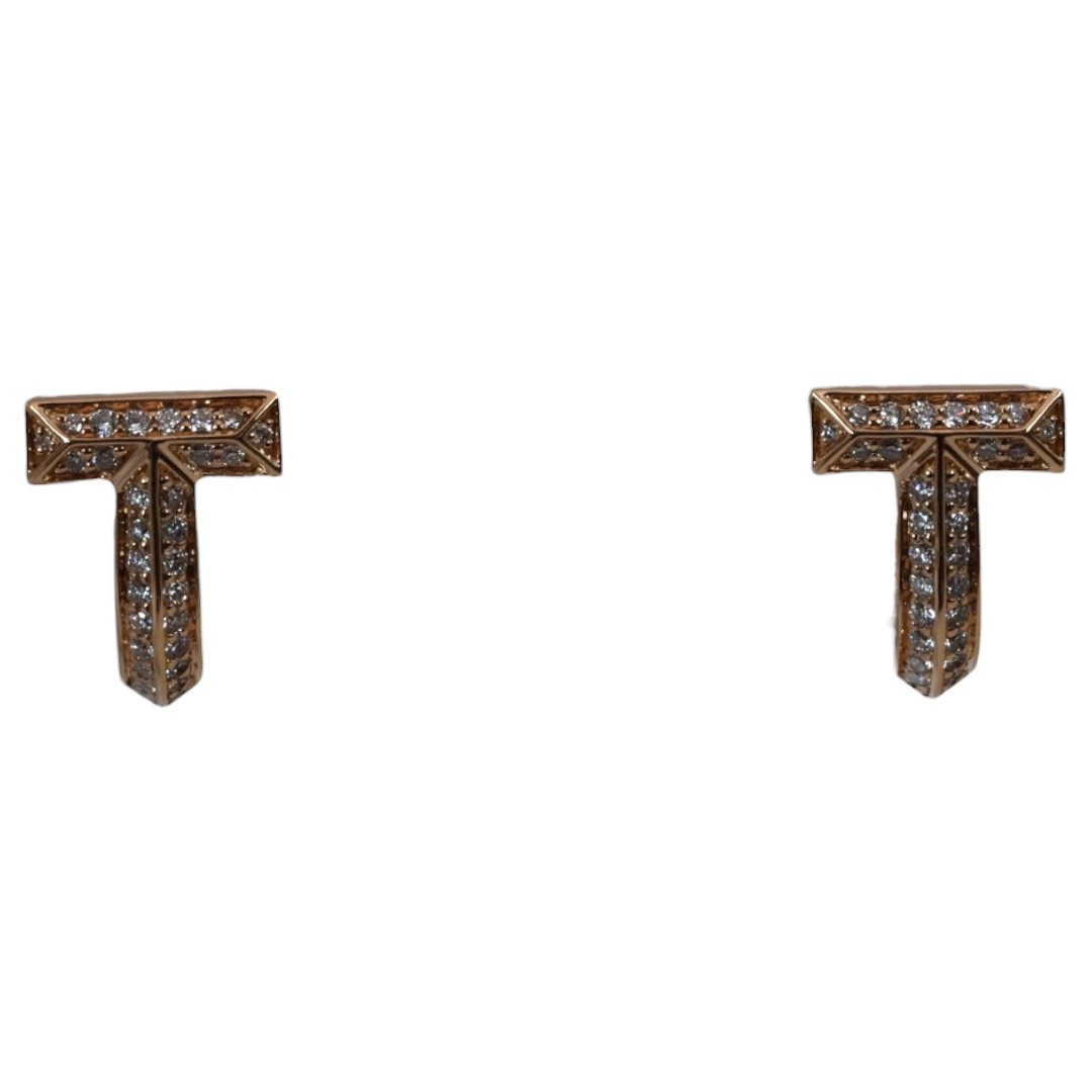 【送料無料】TIFFANY&Co. ティファニーT ワン ハーフパヴェダイヤモンド ハギーピアス 73586119 7.5g ピンクゴールド ピアス ジュエリー アクセサリー メンズ レディース【中古】|ブランドコミュニケーションズ