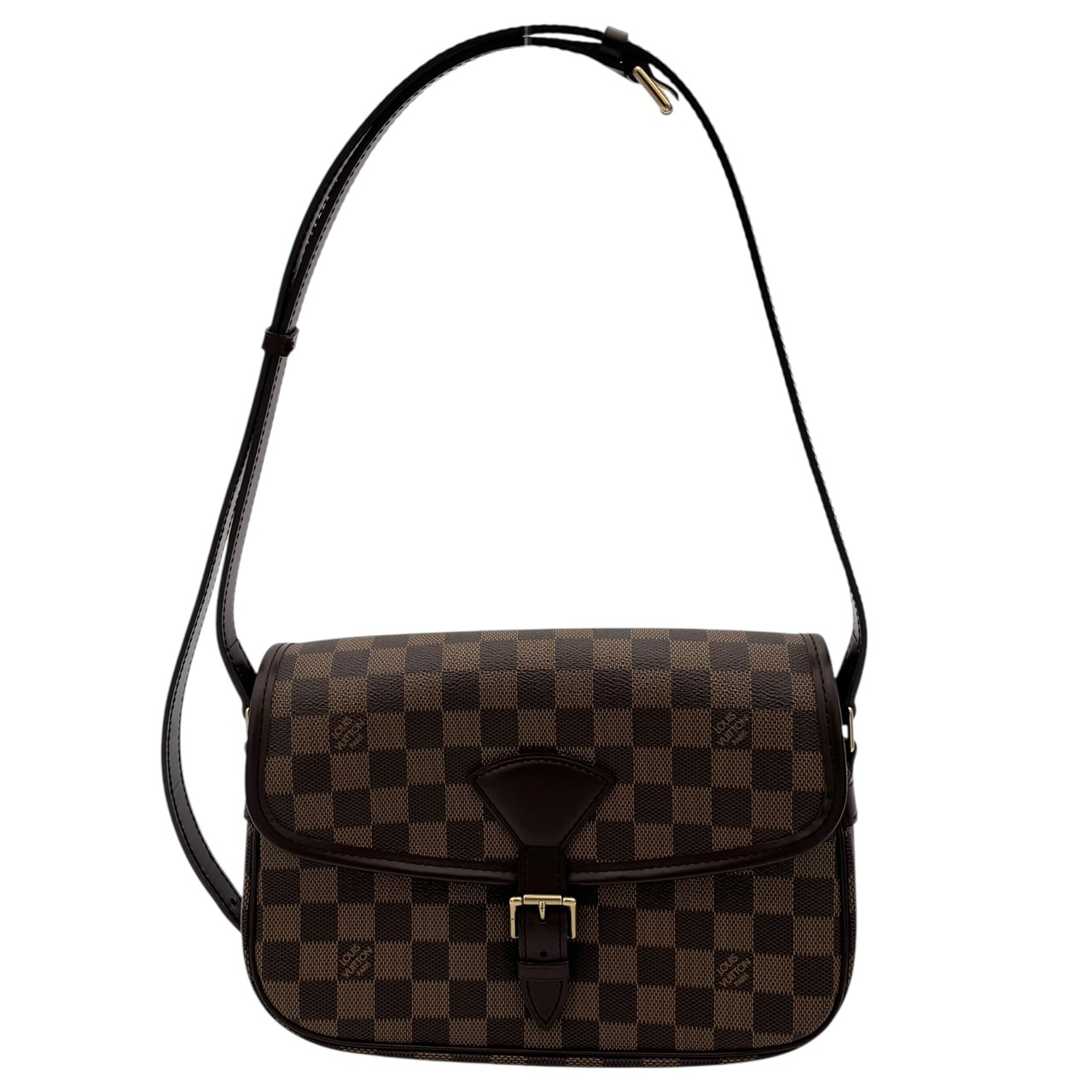 【貨物輸送無料】ルイヴィトン LOUIS VUITTON N48079 ソローニュ ショルダーバッグ  下げ翼うしろ側 PVC上塗り帆布 なめし革 ダミエ レディース 赤銅色系【中古】