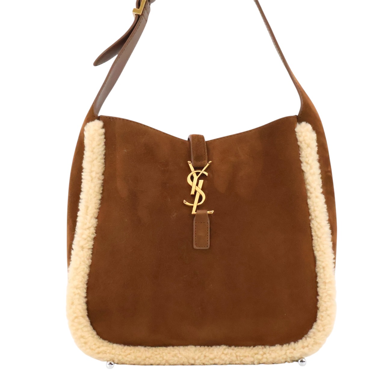 【送料無料】SAINT LAURENT サンローラン LE 5 &Agrave; 7 ル サンカセット スモール ショルダーバッグ スエード ファー ブラウン 713938 レディース【中古】｜ブランドコミュニケーションズ