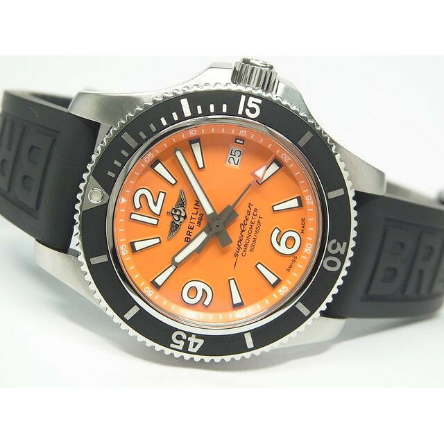 【中古】ブライト輪っか（BREITLING）スーパーオーシャン・オートマティック 42 オレンジ色文字盤