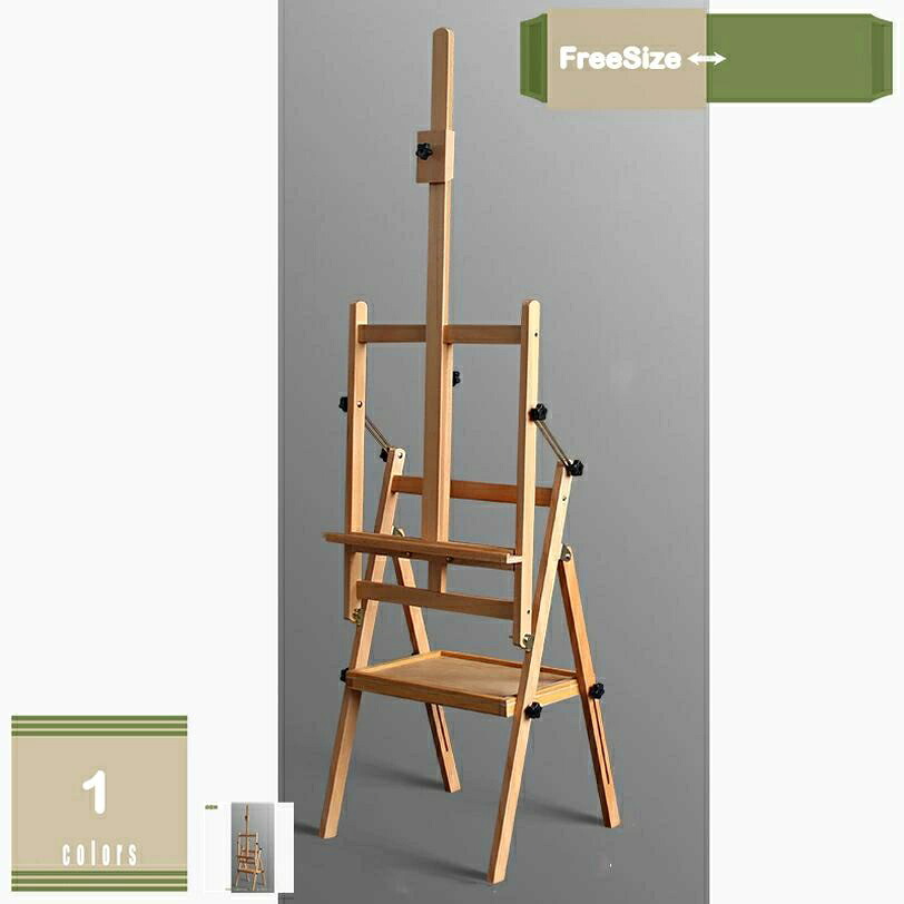 イーゼル 木製 物置トレイ付き 高さ150-183cm 最大91cmのキャンバスを収容でき H型フレーム 大型イーゼル 画架 スタンド キャンバス立て スケッチ、デッサン用、絵画、スタジオ 芸術家、学生、大人向け mysco｜The Adore