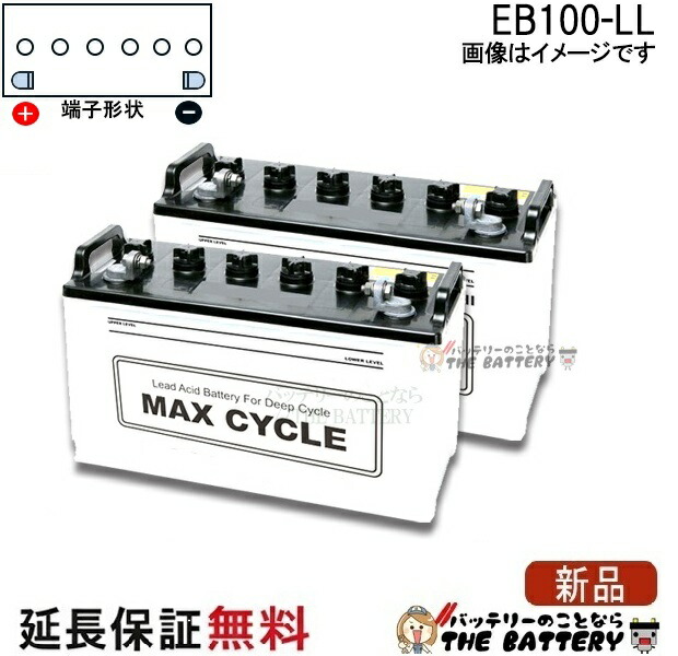 2個セット 保証付 EB100 LL set L形 端子 ボルト締付端子 サイクルバッテリー 蓄電池 自家発電 日立 後継品