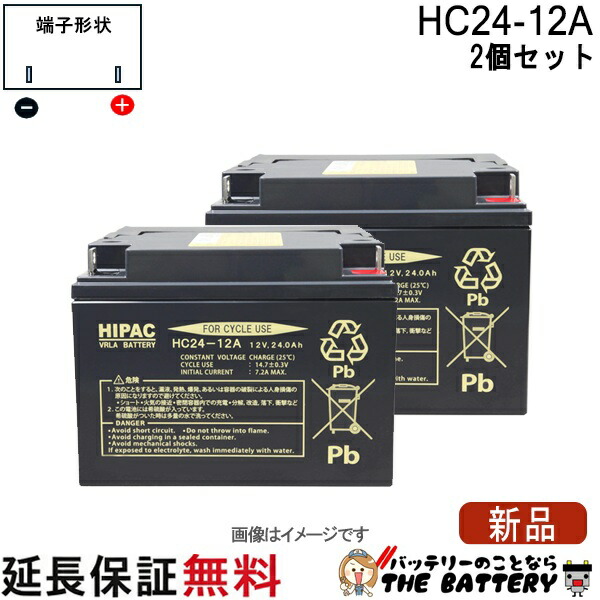【2個セット】【保証付】HC24-12A セニアカー 車椅子 バッテリー 日立 後継品 サイクルバッテリー 互換 SC24-12 SER24-12 WP26-12NE