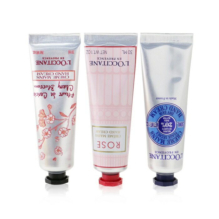 【月間優良ショップ受賞】 L'Occitane Lovelier Hands Set: 2xRose Hand Cream 30ml+2x Shea Butter Hand Cream 3ml+2x Cherry Blossom Hand Cream 30ml ロクシタン 送料無料 海外通販