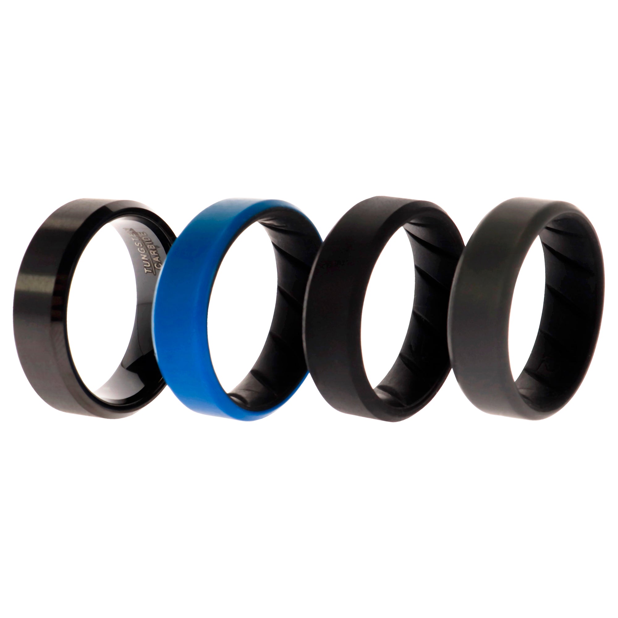 ROQ Silicone Wedding BR Twin 8mm Ring - Blue by ROQ for Men - 4 x 12 mm Ring