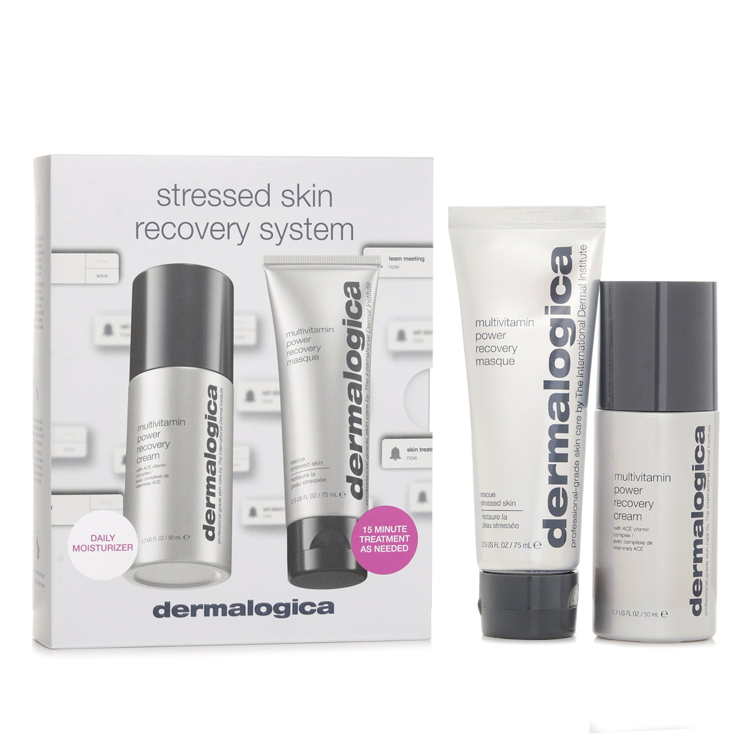 ダーマロジカ Stressed Skin Recovery System Set :MultiVitamin Power Recovery Cream 50ml +MultiVitamin Power Recovery Masque 75ml 2pcs｜The Beauty Club