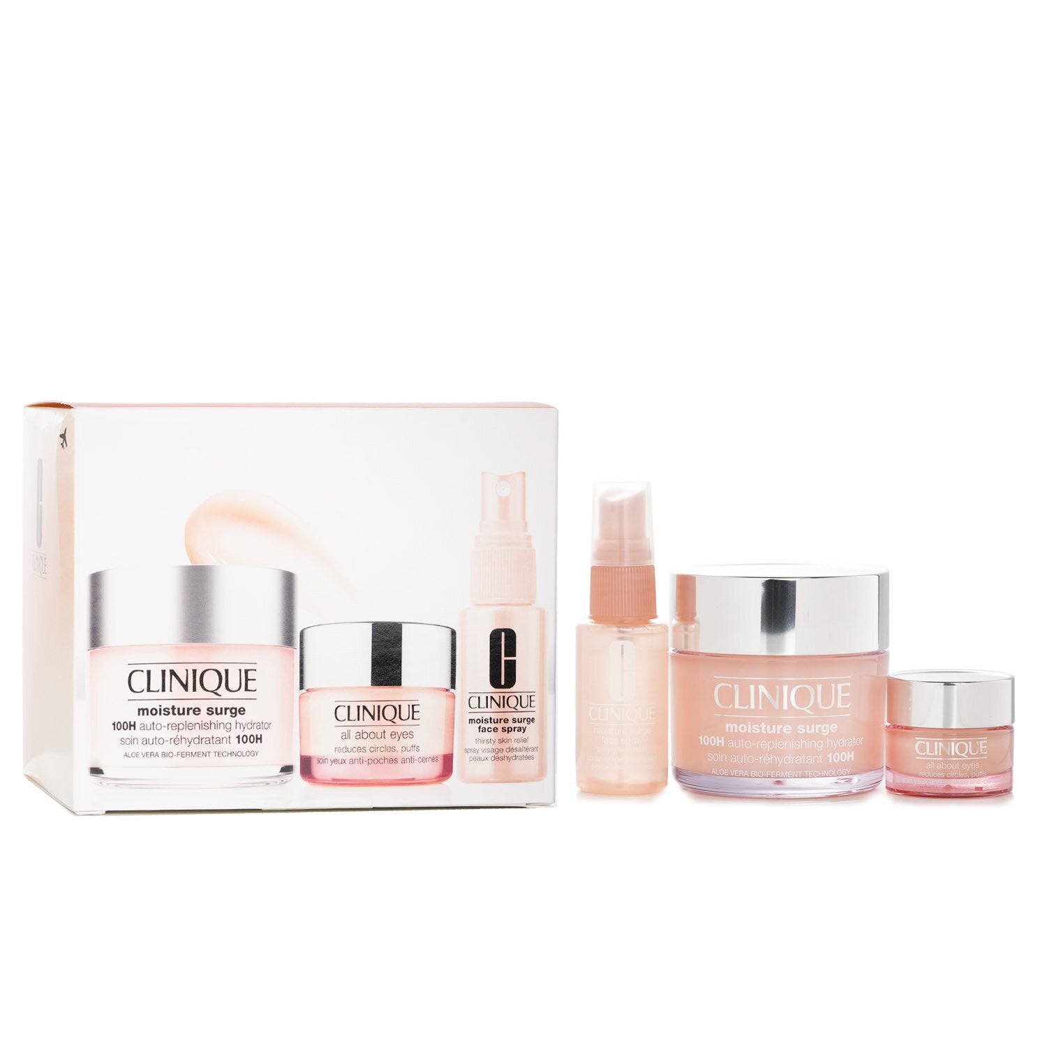 【月間優良ショップ受賞】 Clinique Moisture Surge Set: Moisture Surge 100H 125ml+ All About Eyes 15ml+ Moisture Surge Face Spray Thirsty Skin Relief 3 送料無料 海外通販