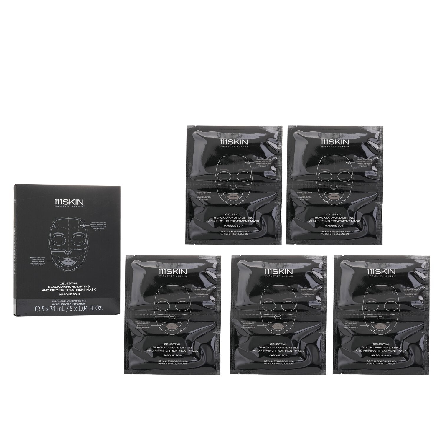 111スキン Celestial Black Diamond Lifting and Firming Treatment Mask 31ml/1.04oz x 5