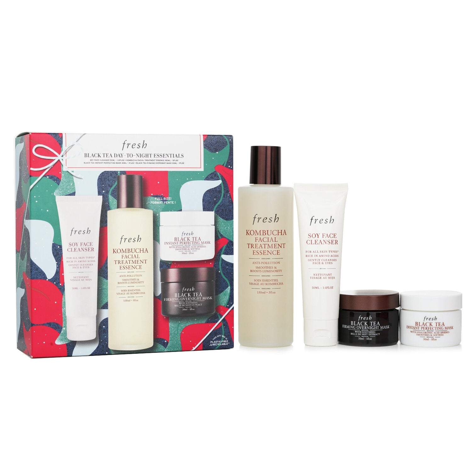 【月間優良ショップ受賞】 Fresh Black Tea Set: Soy Face Cleanser+Kombucha F.T. Essence+Instant Perfecting Mask+Firming Overnight Mask フレッシュ Black Tea 送料無料 海外通販 13,094円