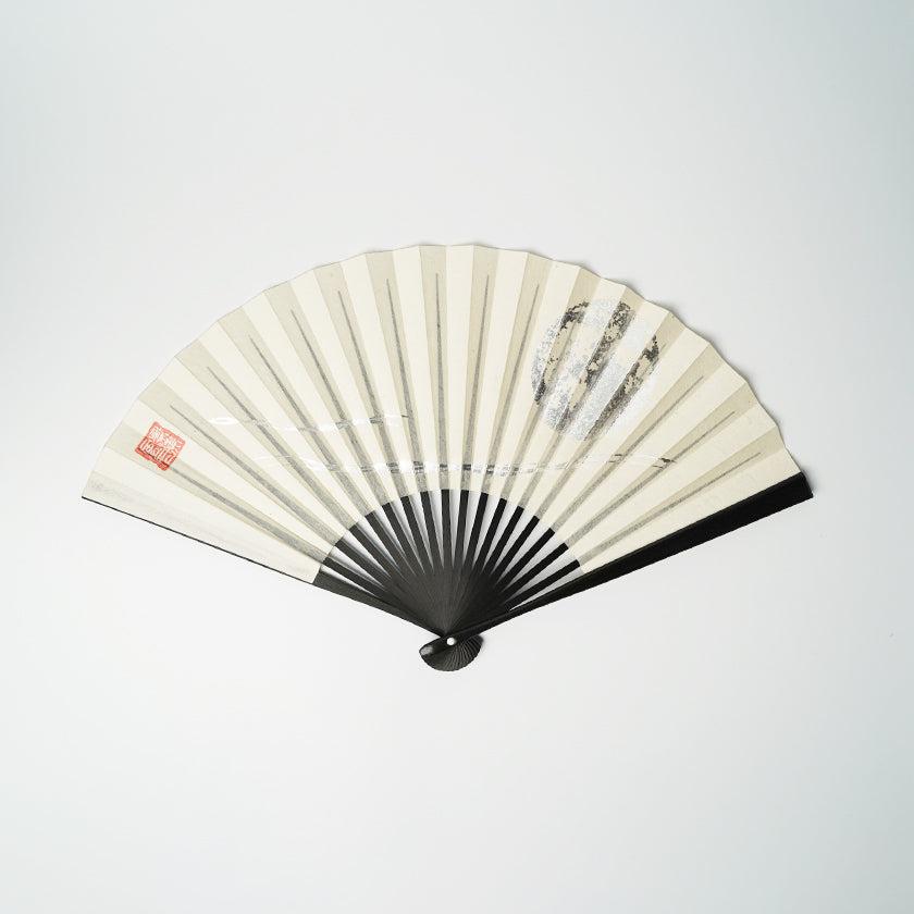 【扇子】満月 (白) 銀箔 | 唐紙 | 景美風月