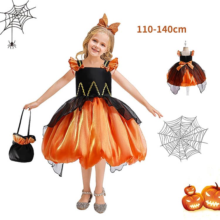 楽天市場】ハロウィン 魔女 コスプレ 子供 黒 オレンジ プリンセス