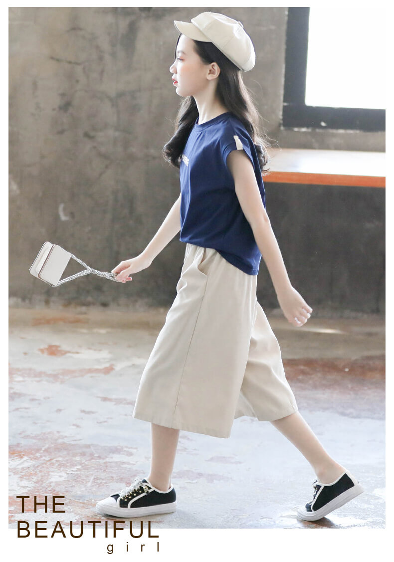 楽天市場 子供服 韓国 夏 女の子 セットアップ キッズ 上下セット Tシャツ ワイドパンツ ガールズ 女の子 ジュニア カジュアル 森ガール 清楚系 小学生 中学生 通学 記念日 撮影 旅行 大人可愛い お出かけ ファッション ザ ブリッジ