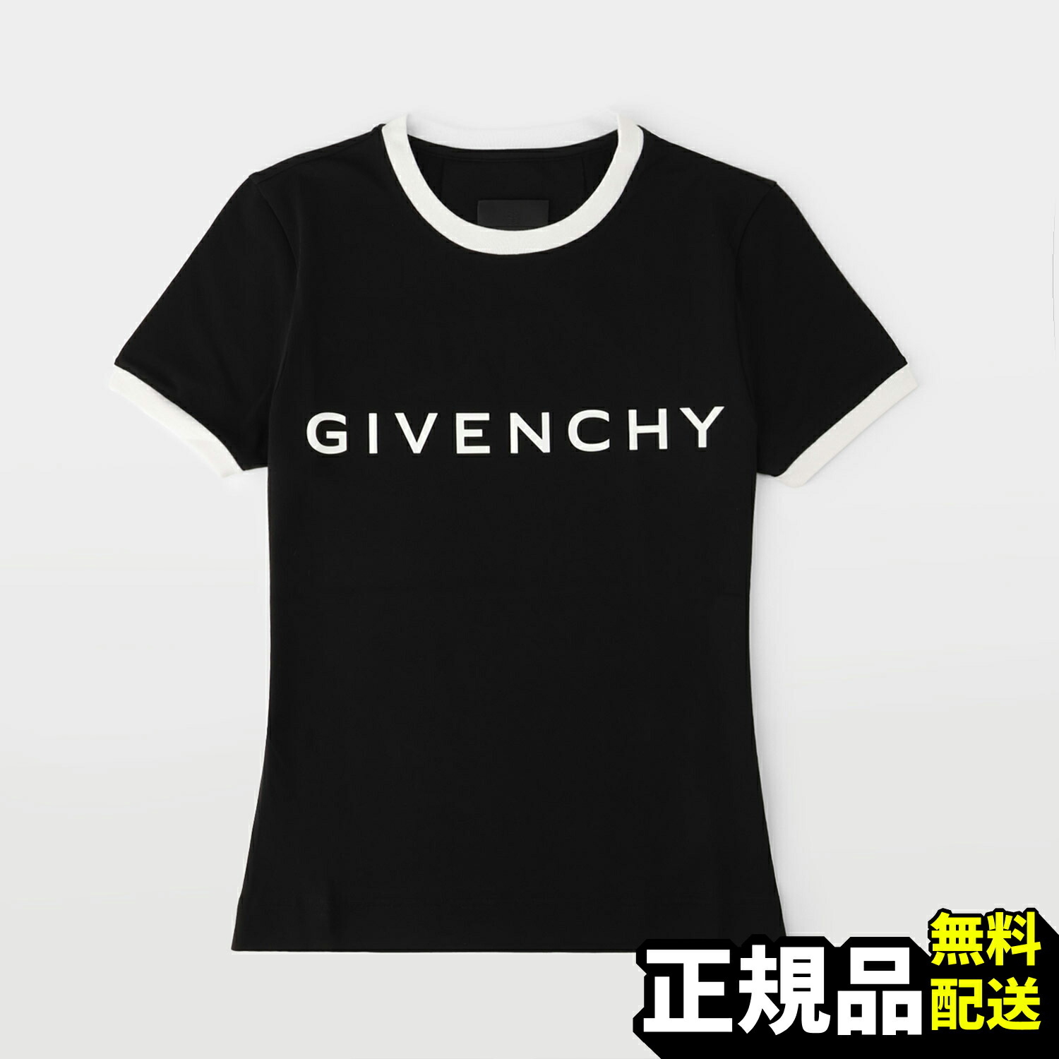 【新品 置き目品】関税込み ジバンシー Givenchy ロゴタイプ 刷り上げる 半袖 レディース 黒いこと系 綿織物 Uのど首 プルオーバー BW70BF3YAC