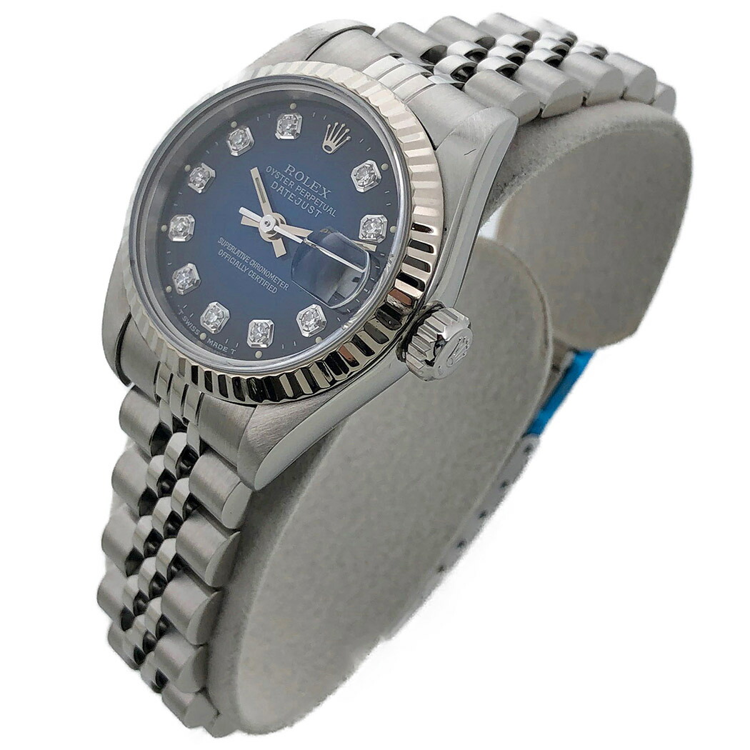 クーポンで最大3万円オフ 7 2am9時迄 中古 ロレックス デイトジャスト g ブルーグラデーション W番 Oh済 Wg Ss コンビ ダイヤ 自動巻き Rolex 腕時計 レディース 女性用 ギフト プレゼント ご褒美 ザ ゴールド Excelaba Com