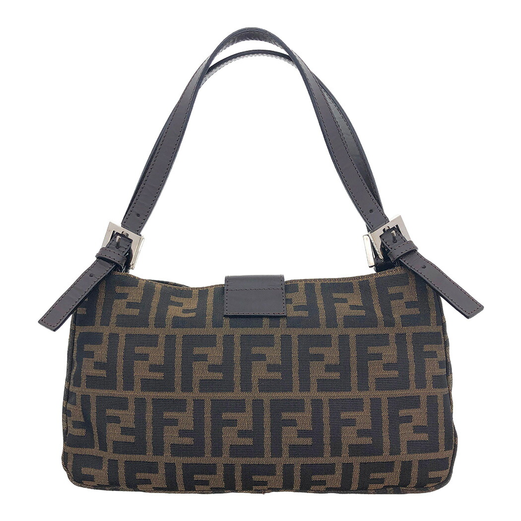 FENDI ズッカ柄 ショルダーバッグ 肩掛け Wハンドル フェンディ 茶