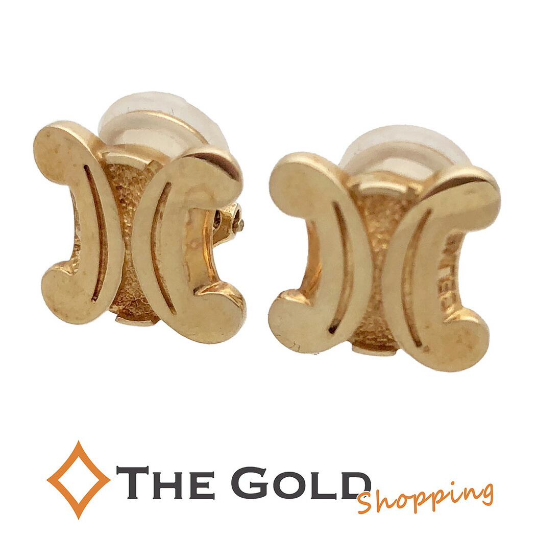 【美品】CELINE Gourmette Studs ゴールド ピアス 楽天市場】CELINE セリーヌ Triomphe Gourmette Studs Earrings