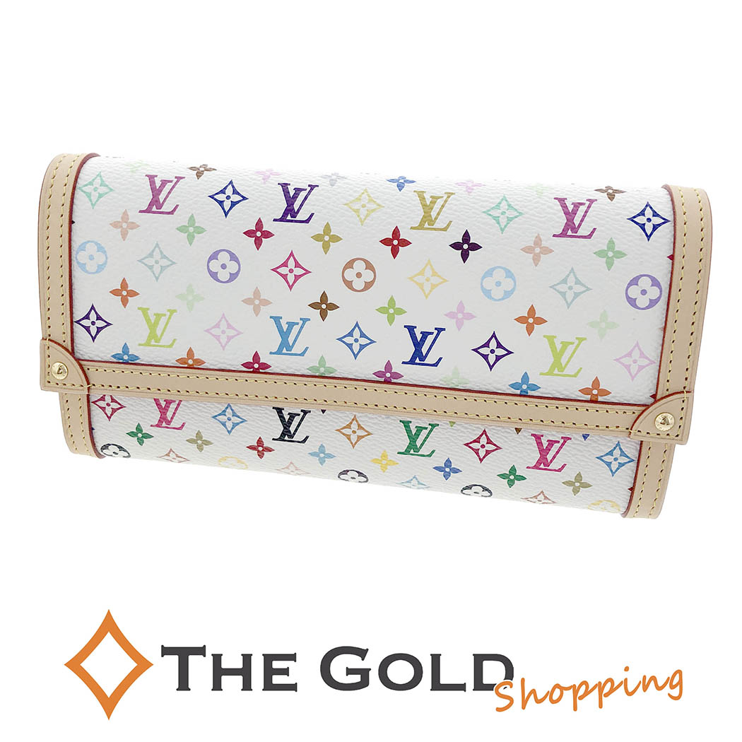 LOUIS VUITTON LV×TM ポルトフォイユサラNM M13397 モノグラム マルチカラー キャンバス ブロン 二つ折り長財布 レディース ルイヴィトン 【中古】 p2506