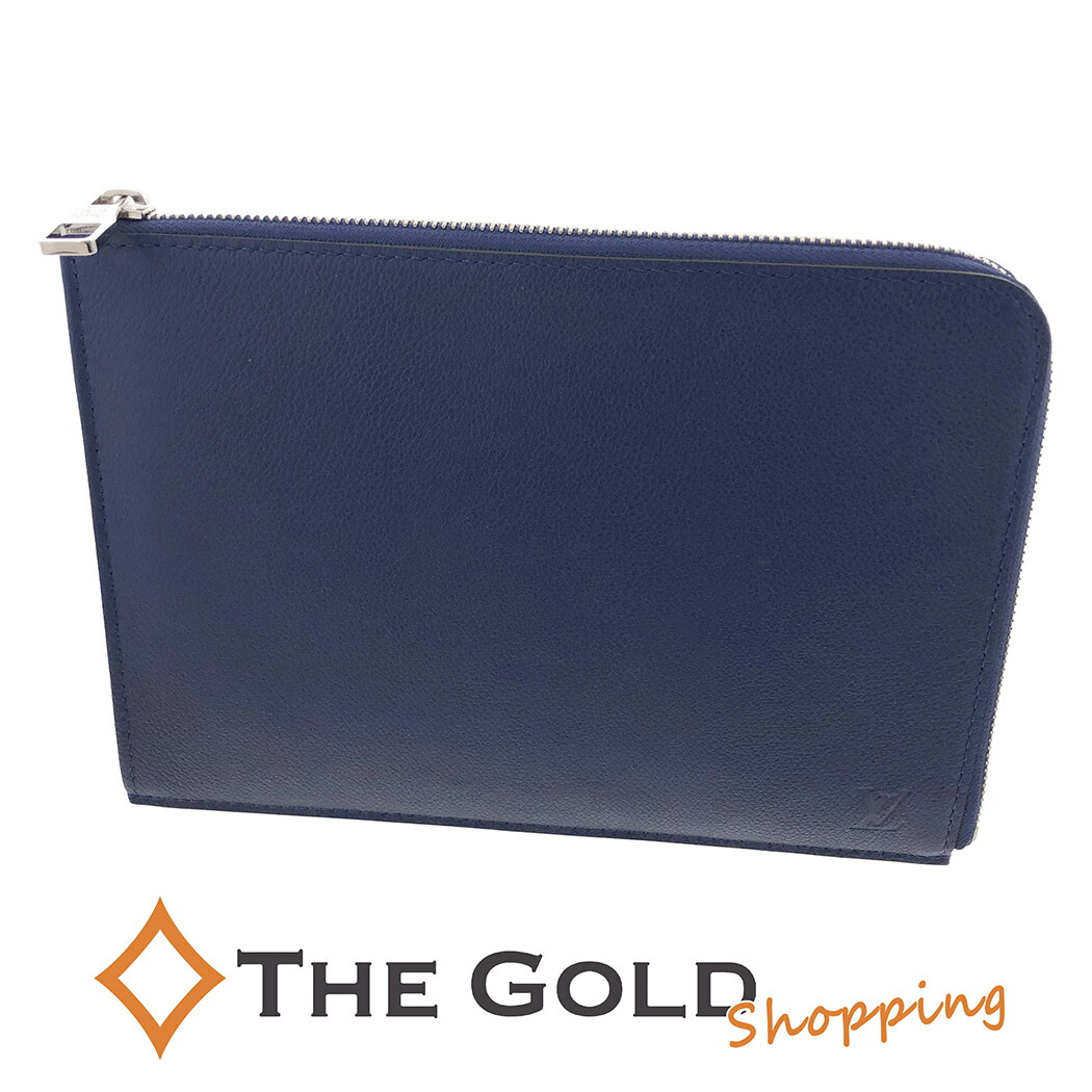 ルイ ヴィトン ポシェット ジュールPM クラッチバッグ フラットポーチ R99587 ネイビー トリヨンレザー メンズ LOUIS VUITTON 【中古】 tnk-20578.jpg