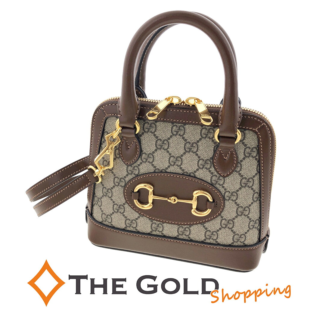 【楽天市場】GUCCI ホースビット1955 ミニトップハンドルバッグ 640716 GGスプリーム キャンバス ベージュ ブラウン 2WAY ...