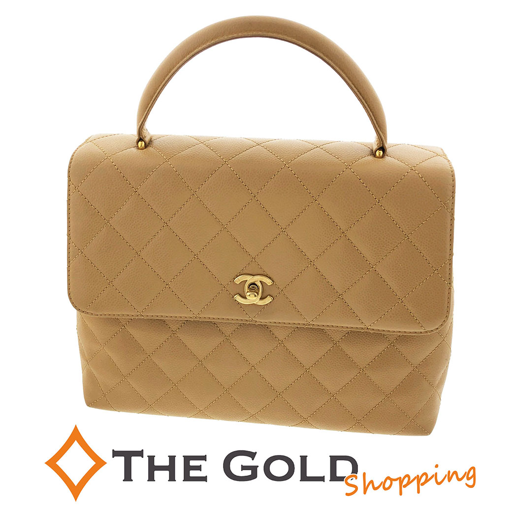 CHANEL トップハンドルバッグ A12397 キャビアスキン ベージュ ゴールド金具 ハンドバッグ レディース シャネル 【中古】 p2604