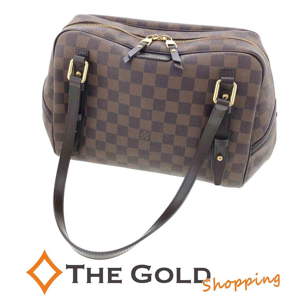 LOUIS VUITTON リヴィントンGM N41158 ダミエ エベヌ キャンバス ブラウン Wハンドル ハンドバッグ レディース ルイヴィトン 【中古】