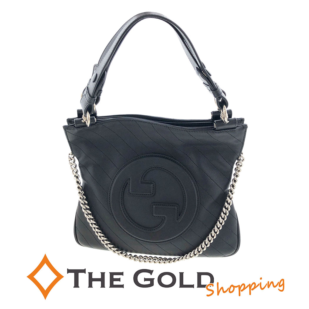 GUCCI ブロンディ スモールトートバッグ 751518 レザー ブラック シルバー金具 2WAY チェーンショルダーバッグ ハンドバッグ レディース 肩掛け グッチ 【中古】|THE GOLD ショッピング