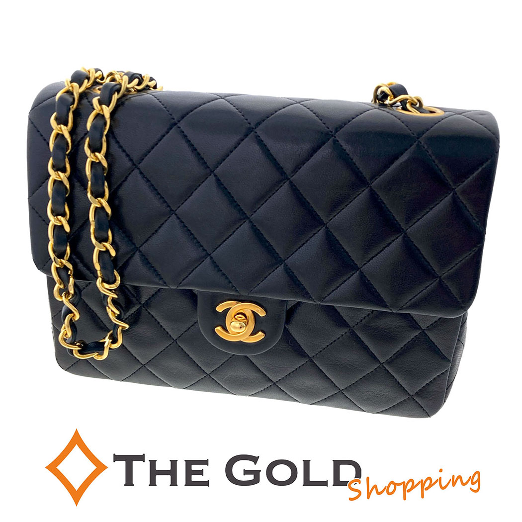 CHANEL マトラッセ 20cm シングルフラップ チェーンショルダーバッグ ラムスキン ブラック ゴールド金具 レディース シャネル 【中古】|THE GOLD ショッピング