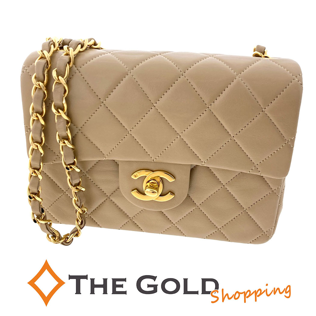 CHANEL マトラッセ 17cm シングルフラップ チェーンショルダーバッグ ラムスキン ベージュ ゴールド金具 レディース シャネル 【中古】|THE GOLD ショッピング